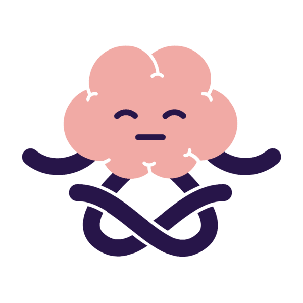 Cute brain character with purple limbs.