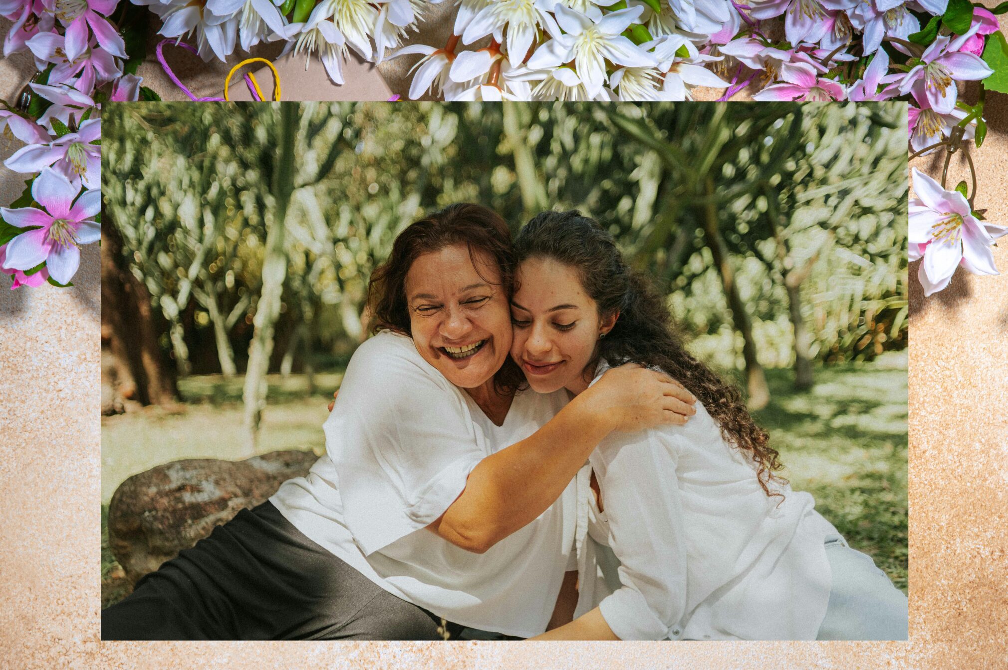 Mother and daughter embrace