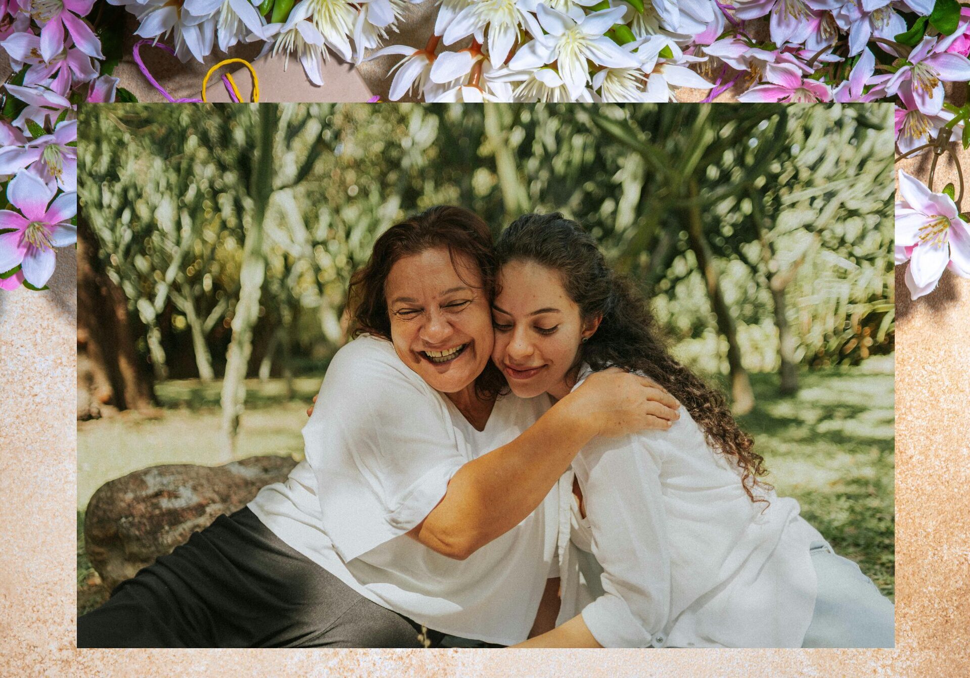 Mother and daughter embrace